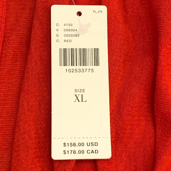 Anthropologie Womens Dress Red V-Neck Ruched Size XL Mesh Midi Fitted Pullover - Picture 7 of 16